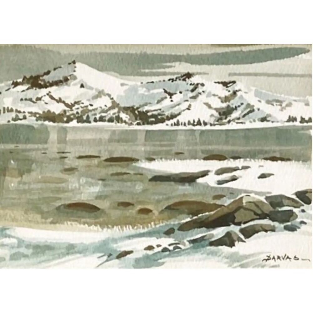 Endre Peter Darvas 10x11 Original Signed Watercolor Art Framed Matted Landscape